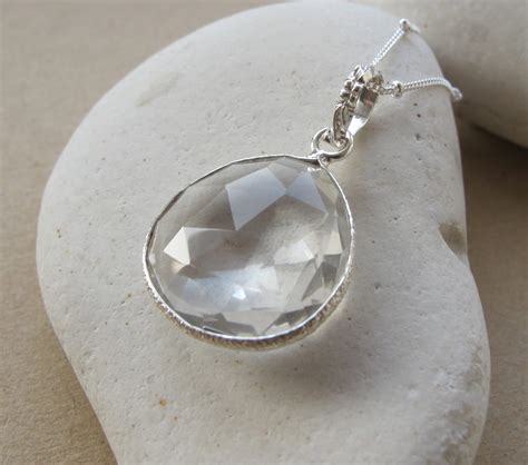 White Quartz Necklace Silver Quartz Necklace Stone