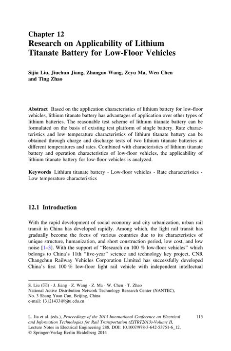 (PDF) Research on Applicability of Lithium Titanate Battery for Low-Floor Vehicles