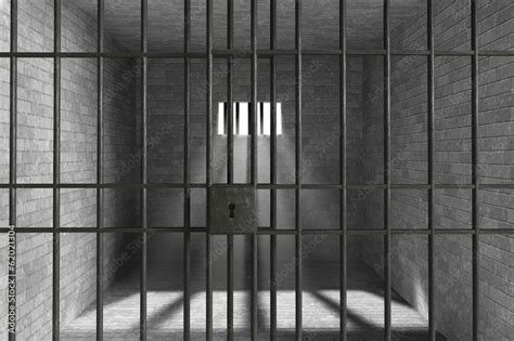 Old Grunge Prison seen through Jail Bars Stock Illustration | Adobe Stock