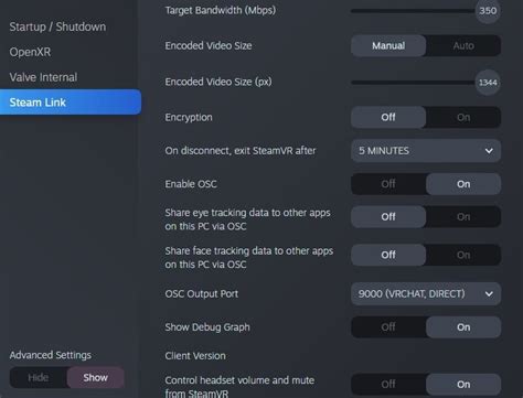 SteamVR “Steam Link” VR streaming settings found, including references to eye tracking etc. : r ...