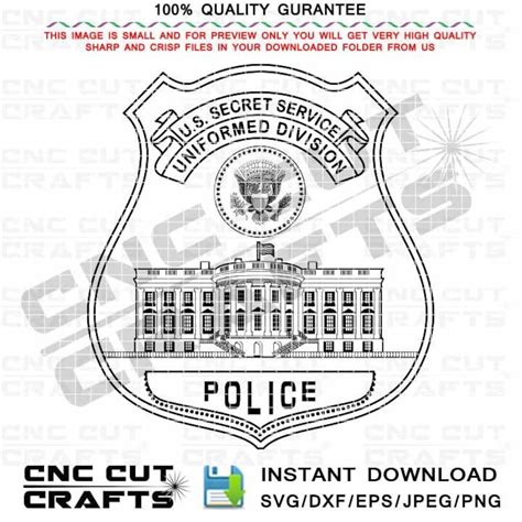 US Secret Service Uniformed Division, Police Badge Svg Cut File Vector File for Laser Cutting ...