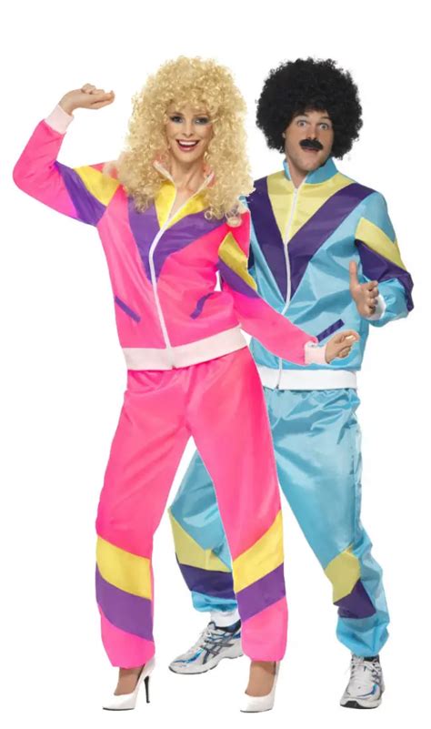 Christmas 80s Adult Couples Tracksuit Scouser Shell suit Retro dance disco Fancy Dress Costumes ...