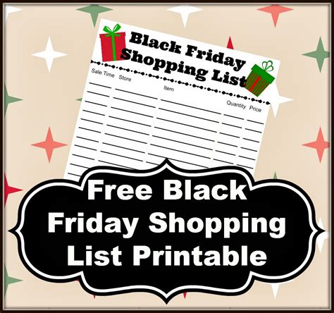 Free Black Friday Shopping List Printable