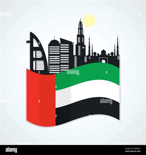 uae national day illustration with buildings and flag Stock Vector ...