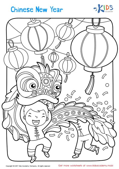 the chinese new year coloring page with an image of a girl holding a lantern in her hand