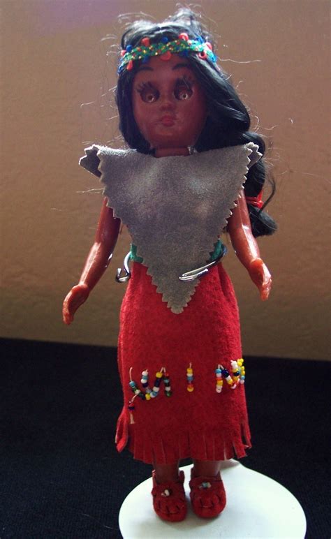 Vintage Indian & Papoose Doll Sleepy Eyes Rawhide Dress - Dolls