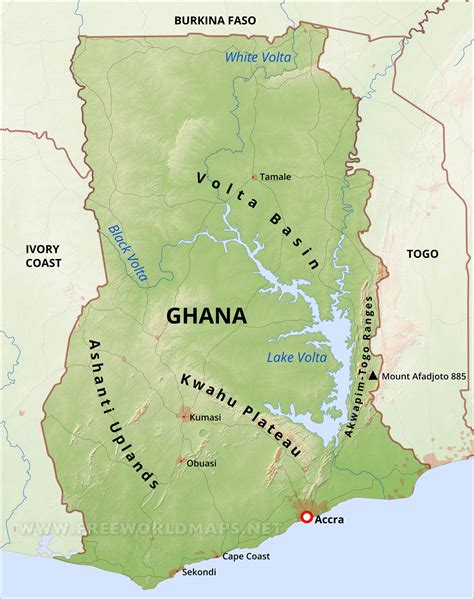 Ghana Physical Map