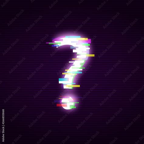 Neon question mark with glitch effect abstract style Stock Vector | Adobe Stock
