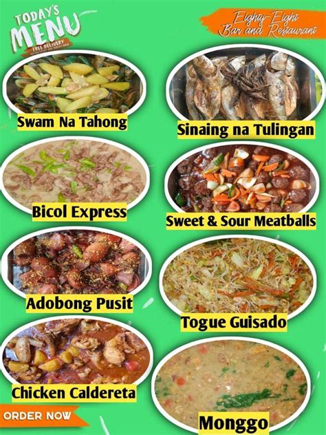 Menu at Eighty Eight Restaurant, Pasay