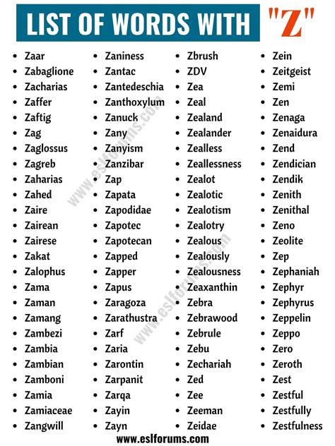 Words That Start with Z | Useful List of 300 Words with Z | Best scrabble words, Good vocabulary ...