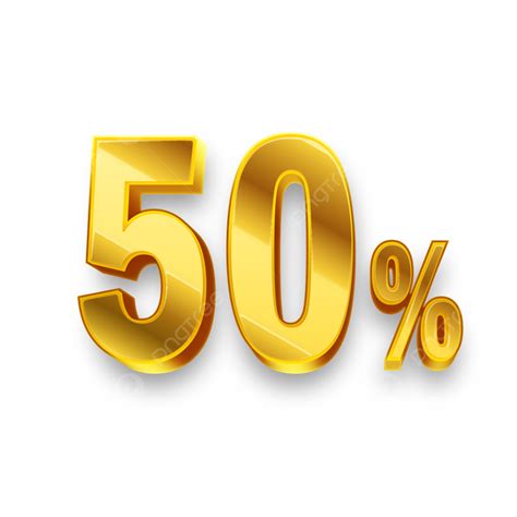 3d Golden 50 Percent Off Discount Sale Vector, 50, 50 Percent, 50th PNG ...