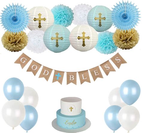 Amazon.com: CHRORINE Baptism Decorations for Boys, First Communion Confirmation Decorations, God ...