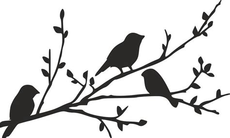 Birds on Branch silhouette stencil dxf File Free Download - 3axis.co ...