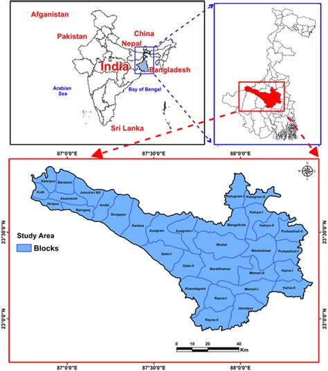 Location map of the Burdwan district, West Bengal, India | Download ...