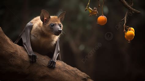 Cute Bat Sits On A Branch In The Jungle Background, Fruit Bat Pictures, Bat, Animal Background ...