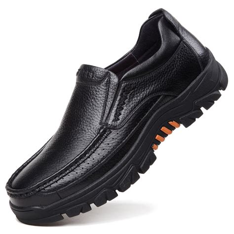 Men Genuine Leather Waterproof Non-Slip Soft Slip-On Casual Shoes - CBK ...