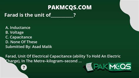 Farad is the unit of___________? - PakMcqs