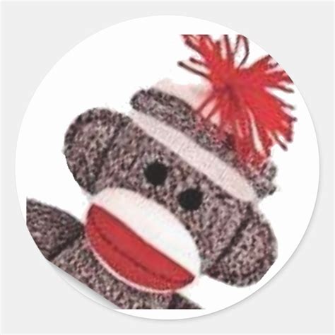 Sock Monkey merchandise products gifts Classic Round Sticker | Zazzle