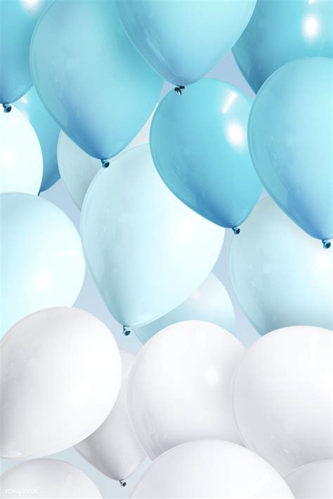 Download premium illustration of Pastel blue balloons wallpaper design ...