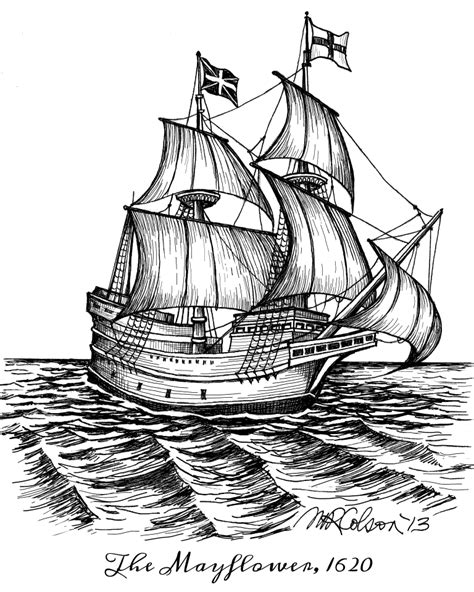 Mayflower The Mayflower, Mayflower Ancestry, Ship Sketch, Flower Stencil Patterns, Grayscale Art ...