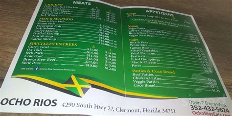 Ocho Rios Jamaican Restaurant menus in Clermont, Florida, United States