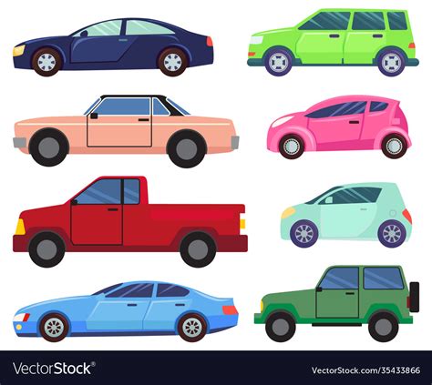 Modern and old cars set automobiles vehicles Vector Image