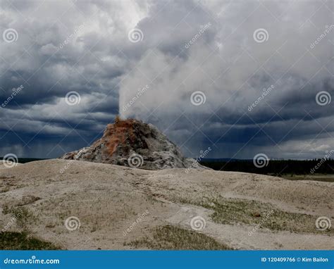 Yellowstone National Park, White Dome Geyser Stock Photo - Image of geyser, storm: 120409766