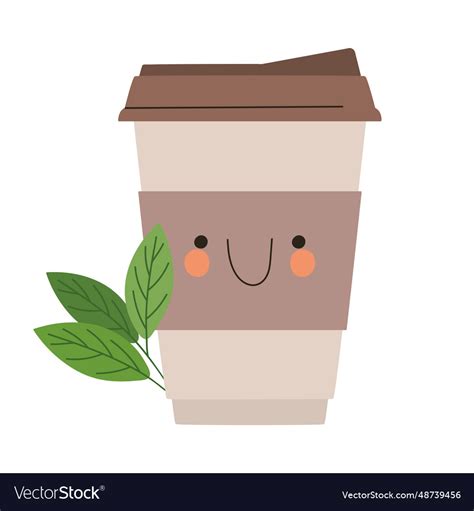 Kawaii coffee cup Royalty Free Vector Image - VectorStock