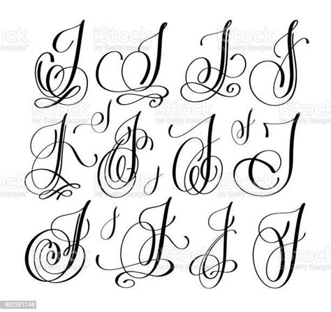 calligraphy lettering script font J set, hand written signature... | Cursive letters fancy ...