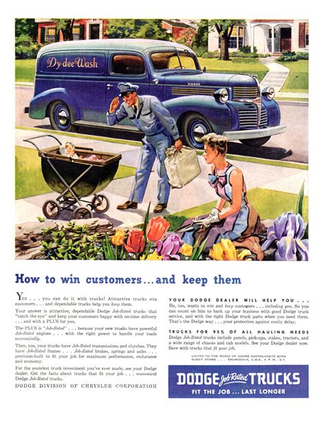 Dodge Trucks Ad (May, 1946): How to win customers... and keep then | Dodge trucks, Classic ...