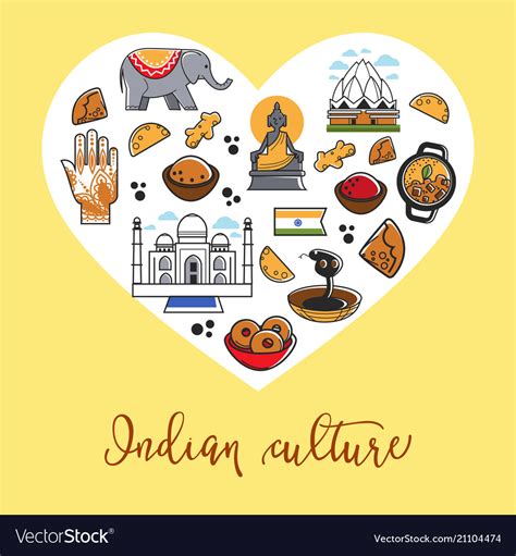 Indian culture promo poster with country symbols Vector Image