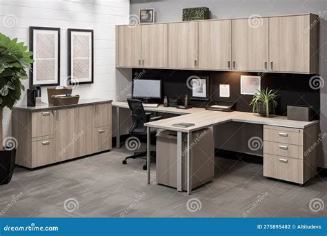 Office Space, with Storage and Organization Systems for Sleek, Professional Look Stock ...