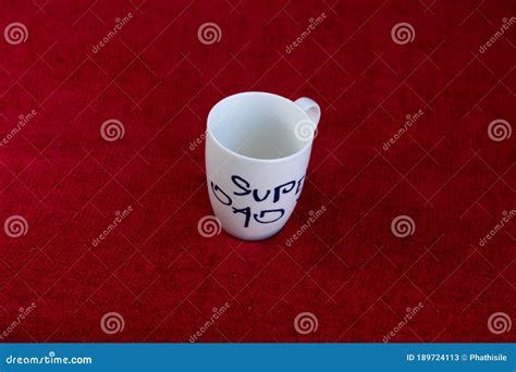 White Coffee Mug on a Red Cloth Stock Image - Image of coffee, handle ...