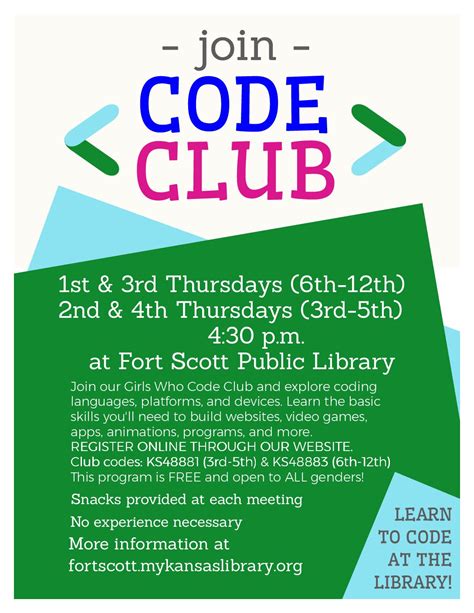 Coding Club | Fort Scott Public Library