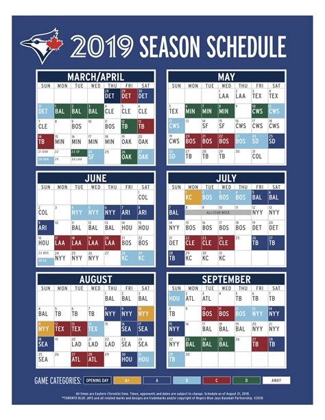 Blue Jays 2019 Schedule : r/Torontobluejays