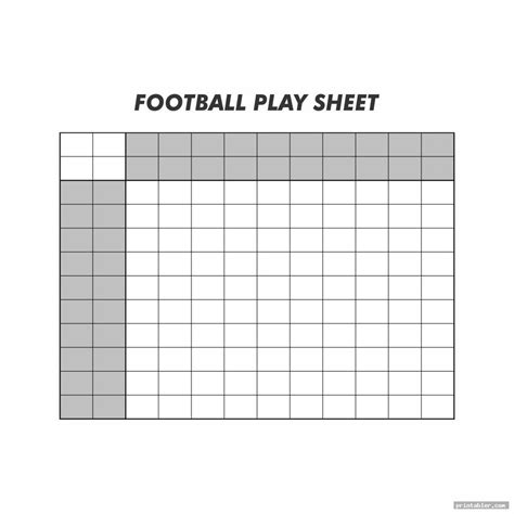 Printable Blank Football Play Sheet Template