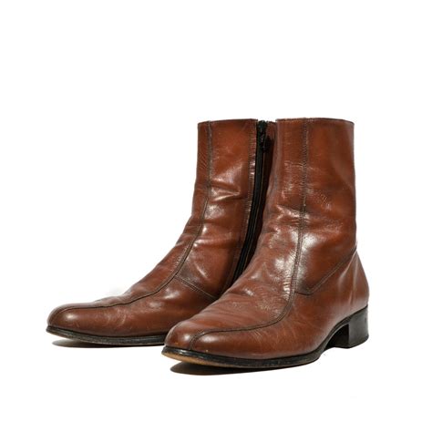 Men's MOD Zipper Ankle Boots Brown Leather by RabbitHouseVintage