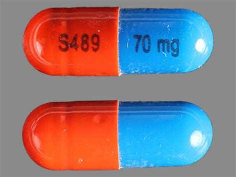 S489 70 mg Pill Blue & Orange Capsule/Oblong - Pill Identifier