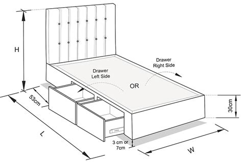 Mega Custom Upholstered Bed with Choice of Storage Bases Rick Base Style Tracey 4 Drawers