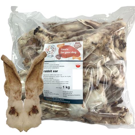 Buy 1KG Rabbit Ears With Hair For Dogs Large Pack Natural Pet Treats Gluten-Free EU Made Online ...