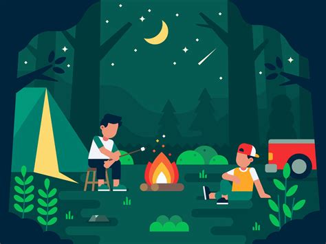 Serene Night Camping Scene Wallpaper
