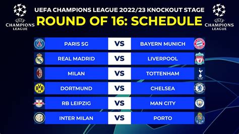 Match Schedule: UEFA Champions League 2022/23 Round of 16 - UCL ...