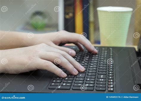 Hands on Black Keyboard, Close Up Stock Photo - Image of computing, busy: 149493176