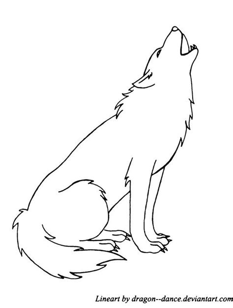 Wolf Howling Line Art