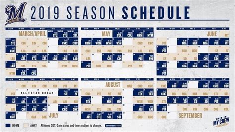 Milwaukee Brewers announce 2019 season schedule