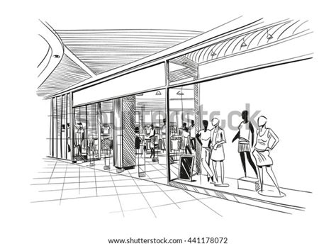 Fashion Store Hand Drawn Sketch Interior Stock Vector (Royalty Free) 441178072