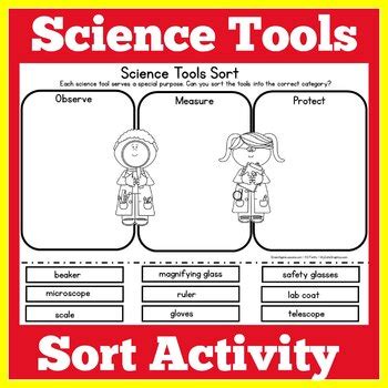 Science Lab Tools Worksheet Activity Kindergarten 1st 2nd 3rd Grade Scientists