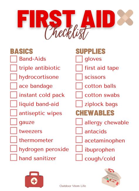 FIRST AID CHECKLIST First Aid Kit Outdoor First-aid Supply List Checklist Instant Download - Etsy