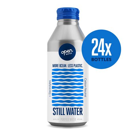 Open Water | Still Bottled Water with Electrolytes in 16-oz Aluminum Bottles (2 Cases, 24 ...