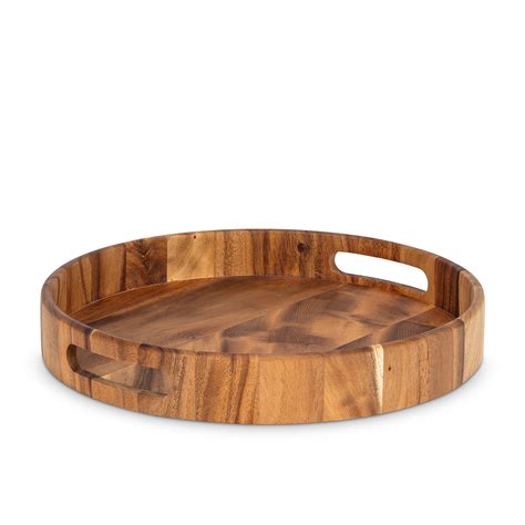 ROUND WOODEN TRAY W/ HANDLES – Façade Interiors & Furniture